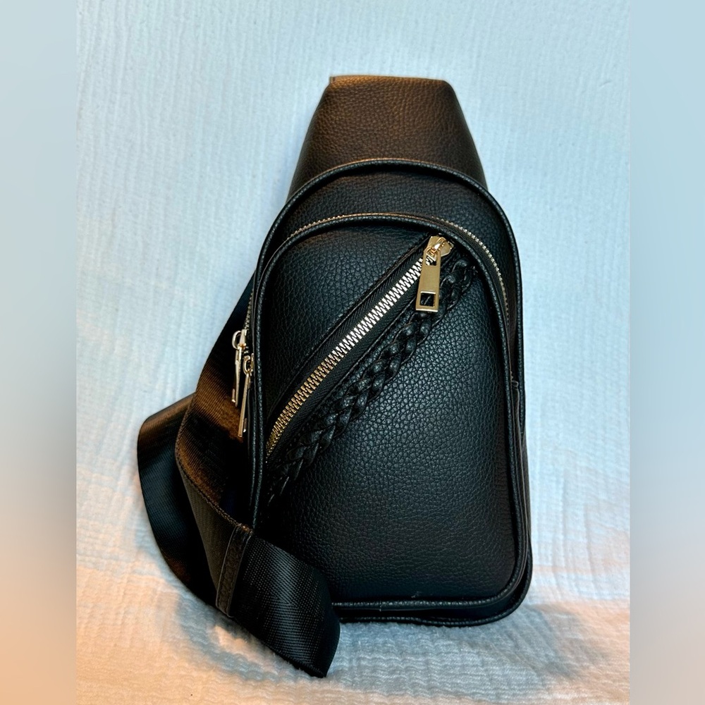 Black Leather Sling Bag